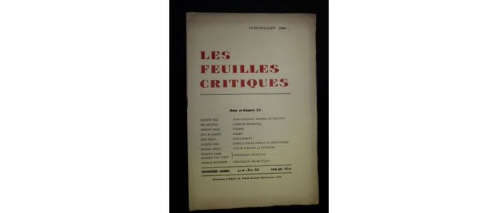 COLLECTIF : Les Feuilles critiques N°23 de la troisième année - Edition Originale - Edition-Originale.com