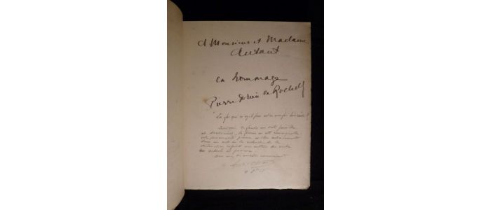 DRIEU LA ROCHELLE : Interrogation - Autographe, Edition Originale - Edition-Originale.com