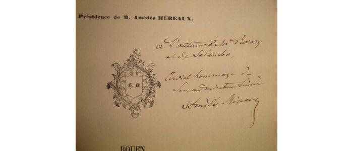 FLAUBERT : La poésie et son avenir : Discours prononcé par M. Amédée Méreaux en réponse au discours de M. Simonin (1865 et la poésie) - Autographe, Edition Originale - Edition-Originale.com