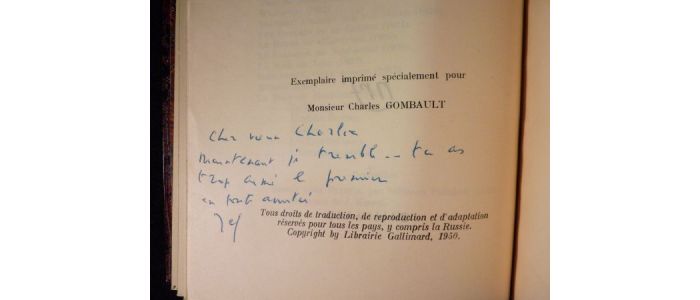 KESSEL : L'affaire Bernan - Autographe, Edition Originale - Edition-Originale.com