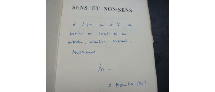 MERLEAU-PONTY : Sens et non-sens - Autographe, Edition Originale - Edition-Originale.com