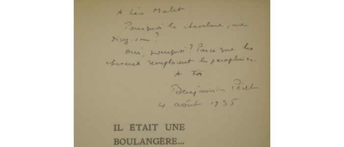 PERET : Il était une boulangère - Autographe, Edition Originale - Edition-Originale.com