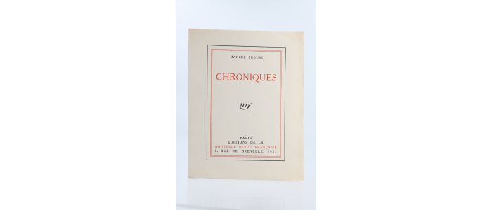 PROUST : Chroniques - Edition Originale - Edition-Originale.com