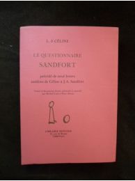 CELINE : Le questionnaire Sandfort précédé de neuf lettres inédites de Céline à J.A. Sandfort - Edition Originale - Edition-Originale.com