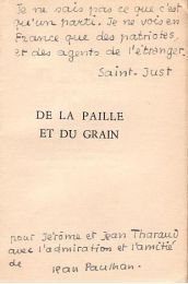 PAULHAN : De la paille et du grain - Autographe, Edition Originale - Edition-Originale.com