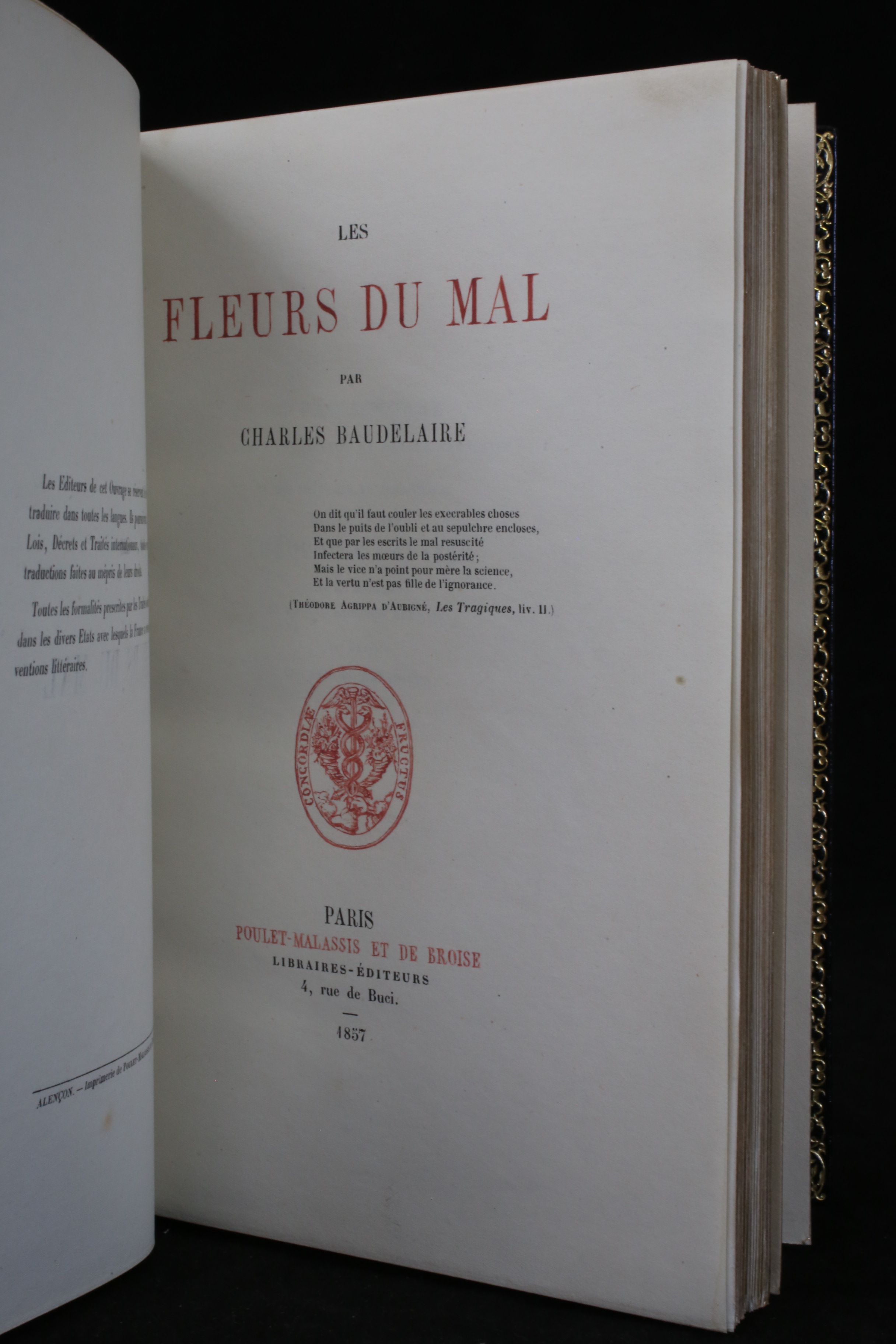 BAUDELAIRE Les fleurs du mal FIRST EDITION Fine Binding 1857 | eBay