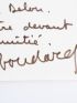 BOUDARD : Lettre manuscrite adressée par Alphonse Boudard à son grand ami le journaliste bruxellois, grand ami et biographe de Georges Brassens, André Tillieu : 