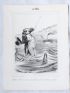 DAUMIER : Lithographie originale en noir et blanc - La pêche - 