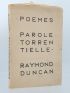 DUNCAN : Parole torrentielle - Signed book, First edition - Edition-Originale.com