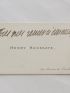HOUSSAYE : Carte de visite autographe d'Henry Houssaye - Autographe, Edition Originale - Edition-Originale.com
