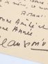 LAUDENBACH : Carte postale autographe adressée à son ami Roger Nimier enrichi de quelques mots de Jean Giono lui souhaitant une bonne année  - Signed book, First edition - Edition-Originale.com