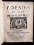 MALLEVILLE : Poesies du Sieur de Malleville - First edition - Edition-Originale.com