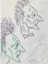 RIM : Esquisses originales, sur papier calque, au stylo bille et crayons noirs représentant quatre portraits de Jean Cocteau - Signed book, First edition - Edition-Originale.com