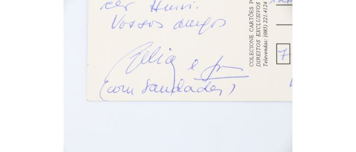 AMADO : Carte postale autographe datée et signée de Jorge Amado adressée à Alice Raillard, traductrice de ses ouvrages en français - Autographe, Edition Originale - Edition-Originale.com