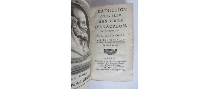 ANACREON : Traduction nouvelle des Odes d'Anacreon, sur l'original grec. Par M. de la Fosse - First edition - Edition-Originale.com