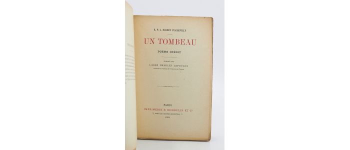 BARBEY D'AUREVILLY : Un tombeau, poème inédit - First edition - Edition-Originale.com