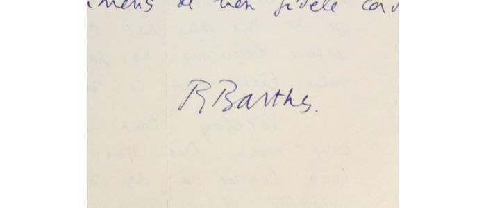 BARTHES : Lettre autographe signée de Roland Barthes à René Wintzen - Signed book, First edition - Edition-Originale.com