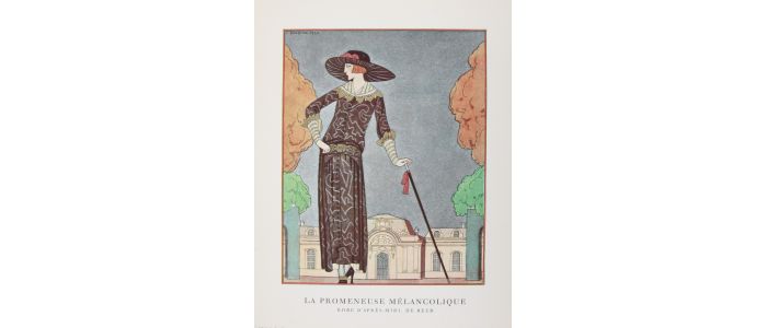BEER : La Promeneuse mélancolique. Robe d'après-midi de Beer (pl.63, La Gazette du Bon ton, 1922 n°8) - Erste Ausgabe - Edition-Originale.com