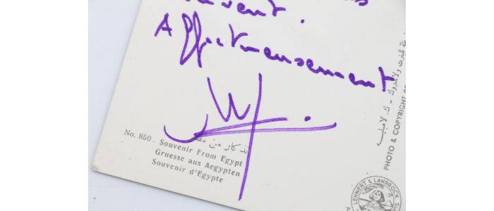 BEJART : Carte postale autographe signée adressée à André-Philippe Hersin expédiée depuis Le Caire  : 