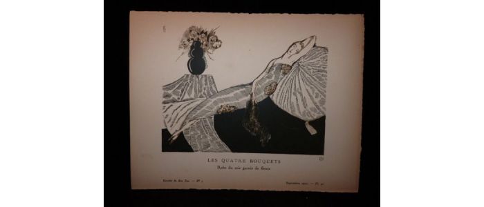 Les Quatre bouquets. Robe du soir garnie de fleurs. (La Gazette du Bon ton, n°7 - Année 1920. Planche 50 ) - Prima edizione - Edition-Originale.com