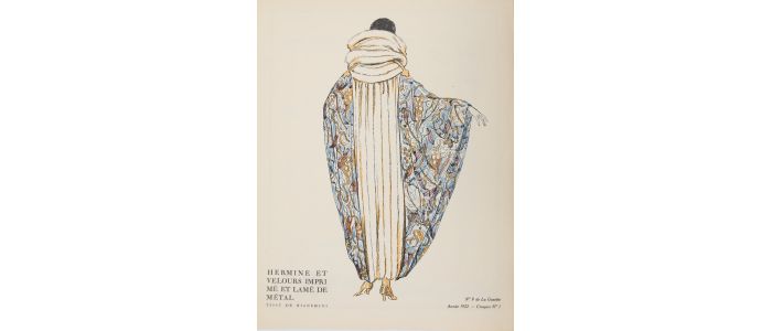 BIANCHINI-FERIER : Hermine et velours imprimé et lamé de métal, tissu de Bianchini (Croquis N°I, La Gazette du Bon ton, 1922 n°9) - Erste Ausgabe - Edition-Originale.com