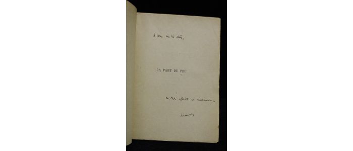 BLANCHOT : La part du feu - Libro autografato, Prima edizione - Edition-Originale.com