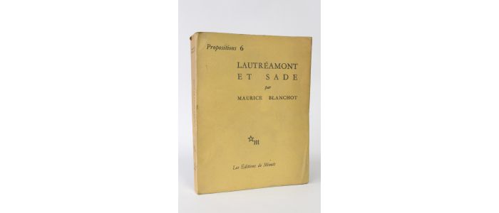BLANCHOT : Lautréamont et Sade - Edition Originale - Edition-Originale.com