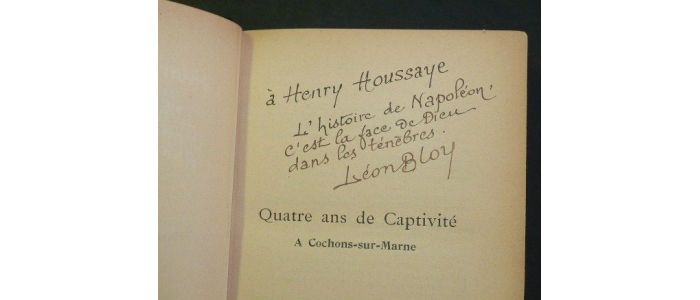 BLOY : Quatre ans de captivité à Cochons-sur-Marne - Autographe, Edition Originale - Edition-Originale.com