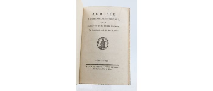 BRISSOT DE WARVILLE : Adresse à l'Assemblée nationale, pour l'abolition de la traite des Noirs - First edition - Edition-Originale.com