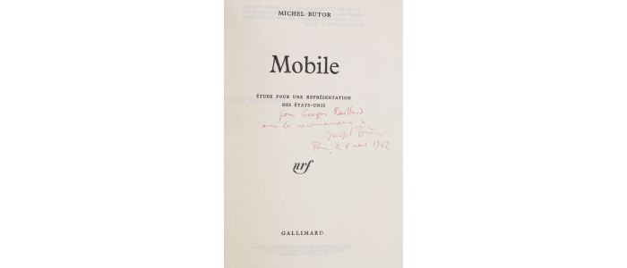 BUTOR : Mobile. Etude pour une représentation des Etats-Unis - Autographe, Edition Originale - Edition-Originale.com