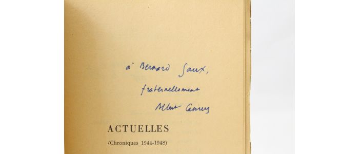 CAMUS : Actuelles - Chroniques 1944-1948 - Autographe, Edition Originale - Edition-Originale.com