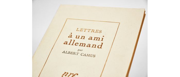 CAMUS : Lettres à un ami allemand - Edition Originale - Edition-Originale.com