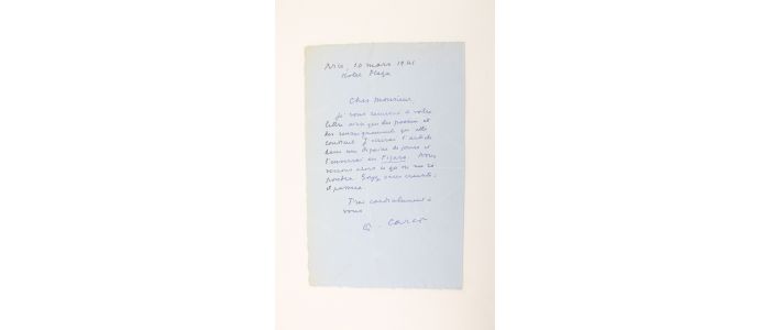 CARCO : Lettre autographe signée de Francis Carco - Autographe, Edition Originale - Edition-Originale.com