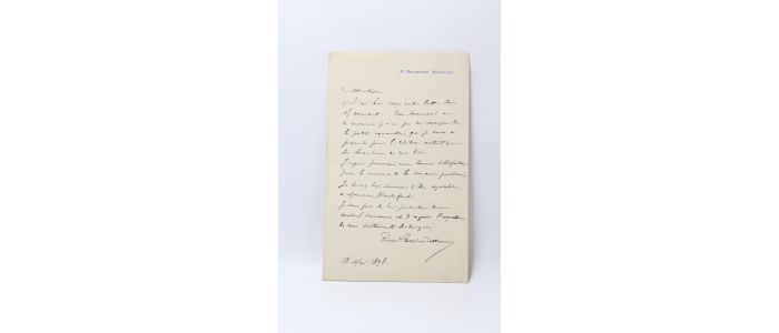 CARRIER-BELLEUSE : Lettre autographe signée à propos d'une aquarelle  - Signed book, First edition - Edition-Originale.com
