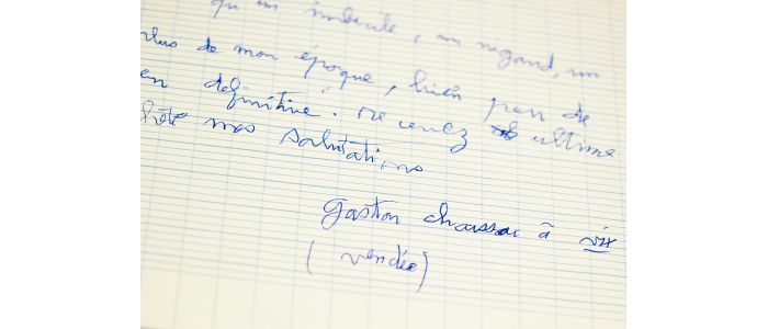 CHAISSAC : Lettre autographe signée de Gaston Chaissac : 