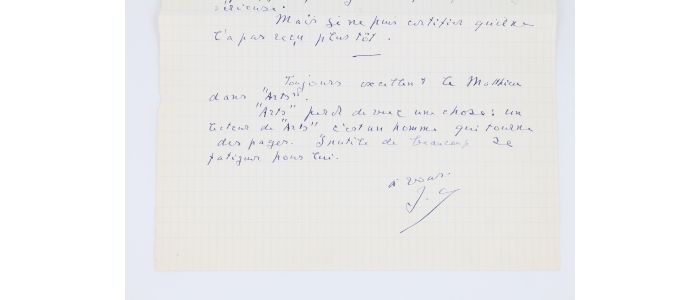 CHARDONNE : Lettre autographe signée de Jacques Chardonne : 