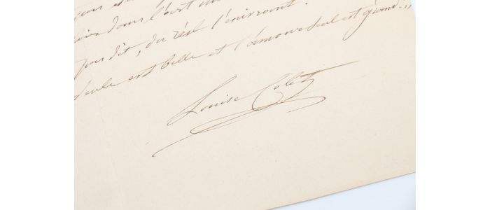 COLET : Manuscrit autographe : « Le Vrai Beau », un poème d'amour contrarié de Louise Colet à Gustave Flaubert avec un vers inédit - Signed book, First edition - Edition-Originale.com