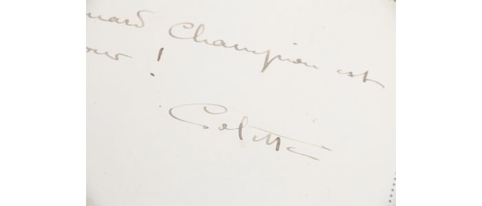 COLETTE : Billet autographe signé adressé à son ami l'éditeur Edouard Champion 