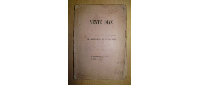 COLLECTIF : Catalogue de la vente Diaz du mercredi 28 Avril 1858 - Edition Originale - Edition-Originale.com