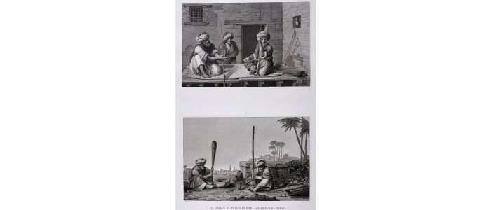 DESCRIPTION DE L'EGYPTE - Arts et métiers - Le Faiseur de tuyaux de pipe, Le Pileur de tabac (ETAT MODERNE, volume II, planche XXVII) - Prima edizione - Edition-Originale.com