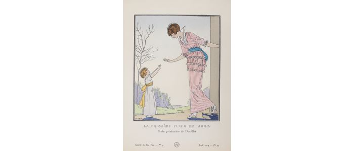 DOEUILLET : La Première Fleur du jardin. Robe printanière de Doeuillet (pl.35, La Gazette du Bon ton, 1914 n°4) - Edition Originale - Edition-Originale.com