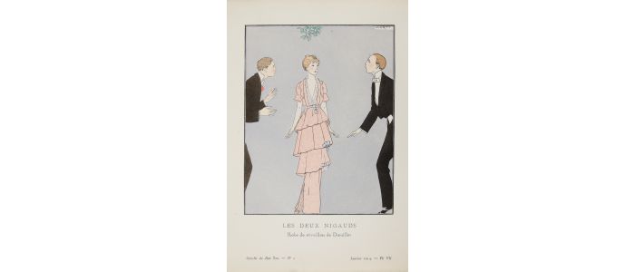 DOEUILLET : Les deux nigauds. Robe de réveillon de Doeuillet (pl.7, La Gazette du Bon ton, 1914 n°1) - Edition Originale - Edition-Originale.com