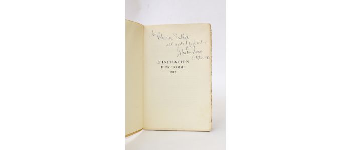 DOS PASSOS : L'initiation d'un homme 1917 - Autographe, Edition Originale - Edition-Originale.com