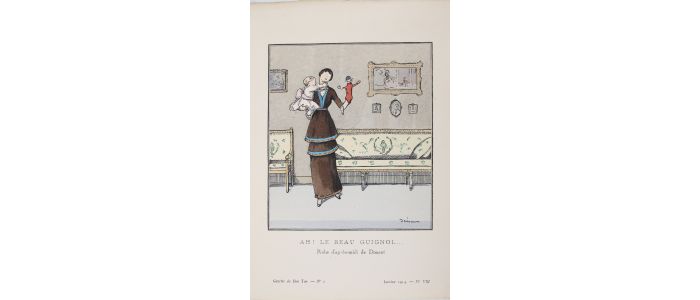 DOUCET : Ah ! Le Beau Guignol... Robe d'après-midi de Doucet (pl.8, La Gazette du Bon ton, 1914 n°1) - Edition Originale - Edition-Originale.com