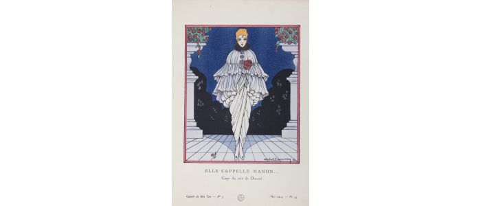 DOUCET : Elle s'appelle Manon... Cape du soir de Doucet (pl.45, La Gazette du Bon ton, 1914 n°5) - Edition Originale - Edition-Originale.com