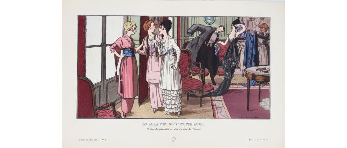DOUCET : On aurait pu nous inviter aussi... Robes d'après-midi et robe du soir de Doucet (pl.61, La Gazette du Bon ton, 1914 n°6) - Erste Ausgabe - Edition-Originale.com