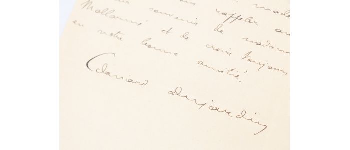 DUJARDIN : Lettre autographe datée et signée adressée à Geneviève Mallarmé, la fille de son grand ami Stéphane Mallarmé  : 