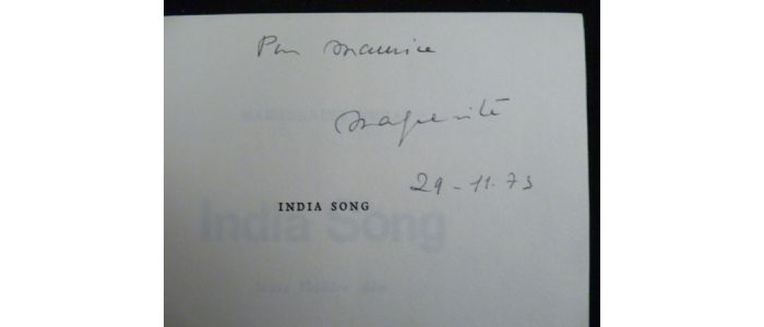 DURAS : Indian song - Libro autografato, Prima edizione - Edition-Originale.com