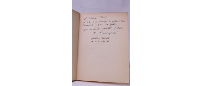 FRAIGNEAU : Journal profane d'un solitaire - Autographe, Edition Originale - Edition-Originale.com