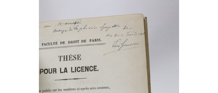 GAMBETTA : Thèse pour la licence soutenue par Léon Gambetta - Autographe, Edition Originale - Edition-Originale.com